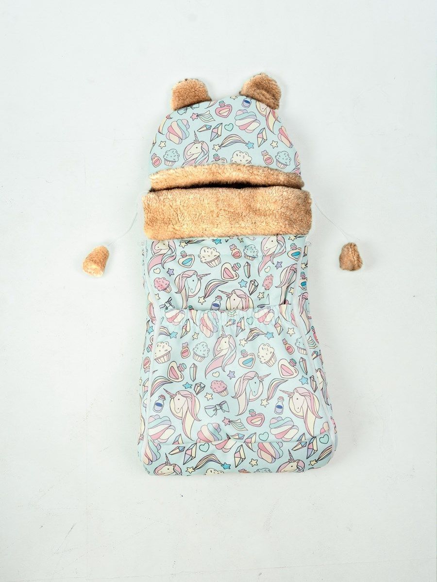 снимок Конверт детский меховой на выписку "Единороги" 82*42 (до 6 мес), 100*46 (до 1 года) от магазина BIO-TEXTILES ОПТ