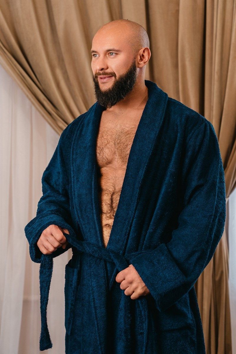 снимок Халат махровый мужской темно-синий от магазина BIO-TEXTILES ОПТ