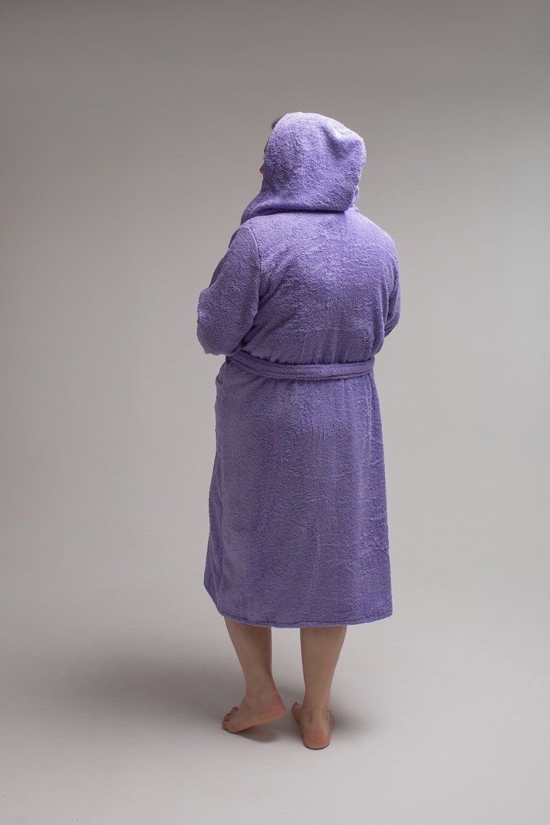 снимок Халат махровый женский с капюшоном сиреневый 60-62, 64-66 от магазина BIO-TEXTILES ОПТ