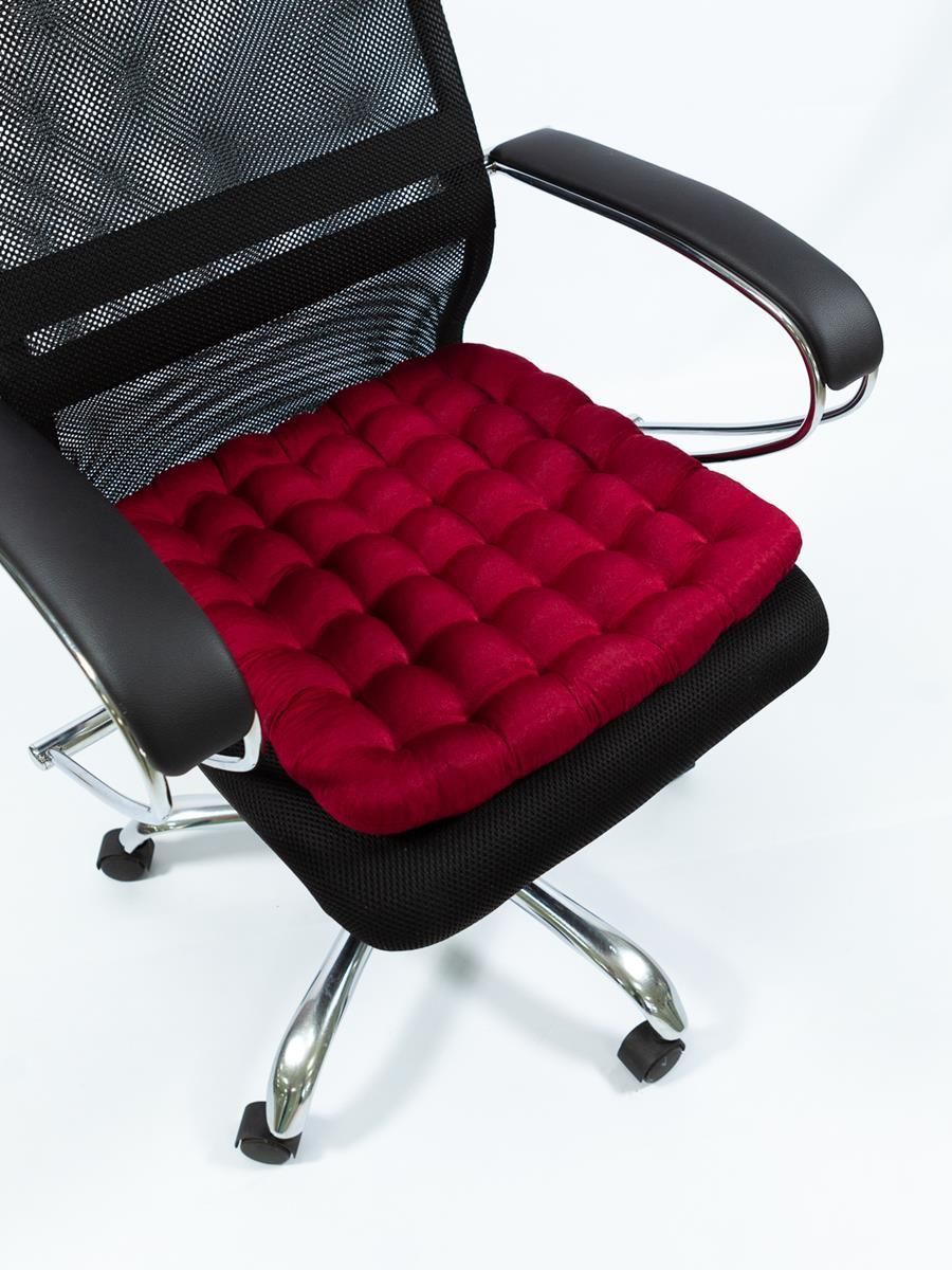 снимок Био-подушка на стул с лузгой гречихи бордовая 50*45 от магазина BIO-TEXTILES ОПТ