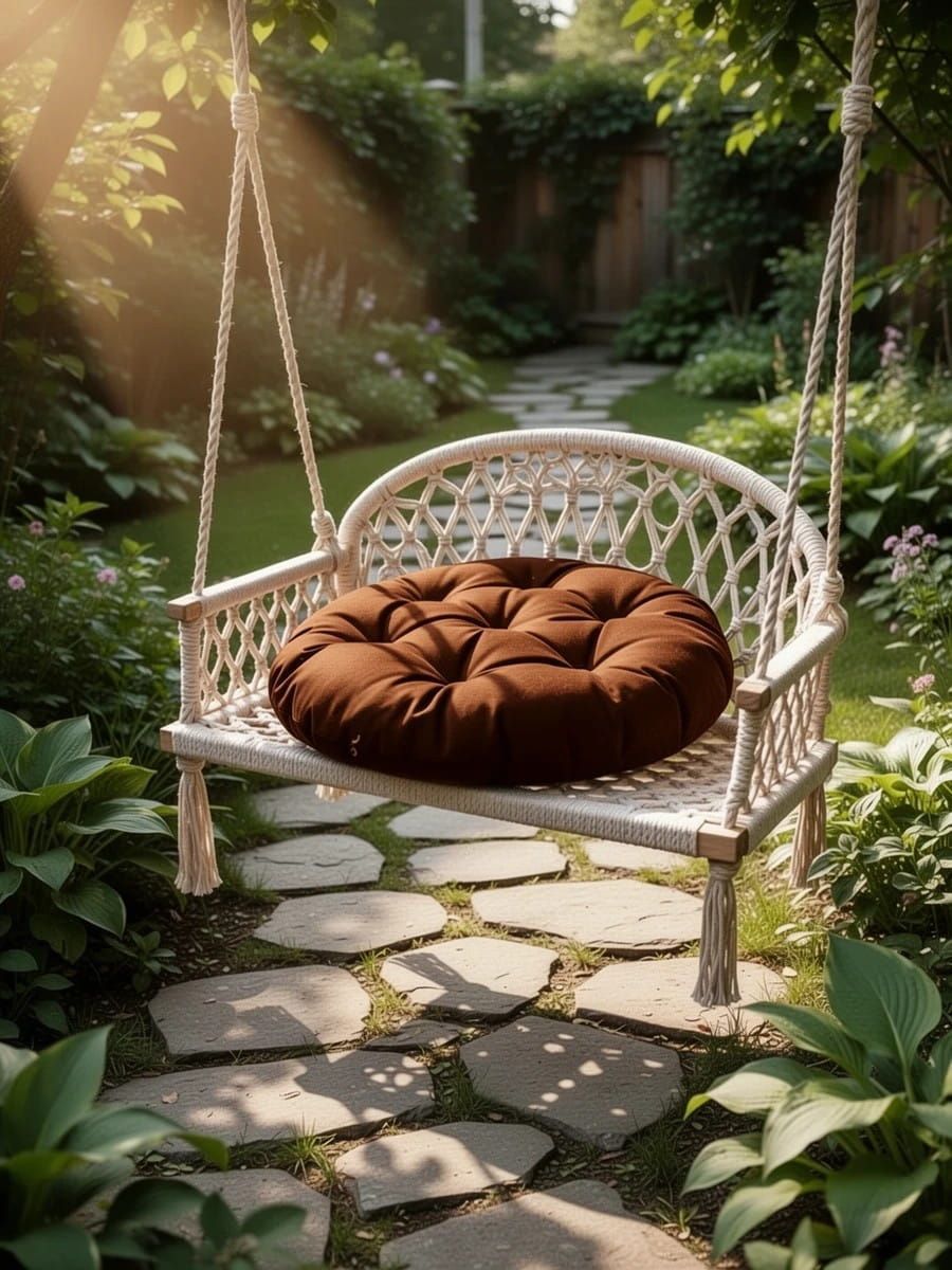 снимок Подушка для садовых качелей ЛОФТ коричневая 60х60 см от магазина BIO-TEXTILES ОПТ