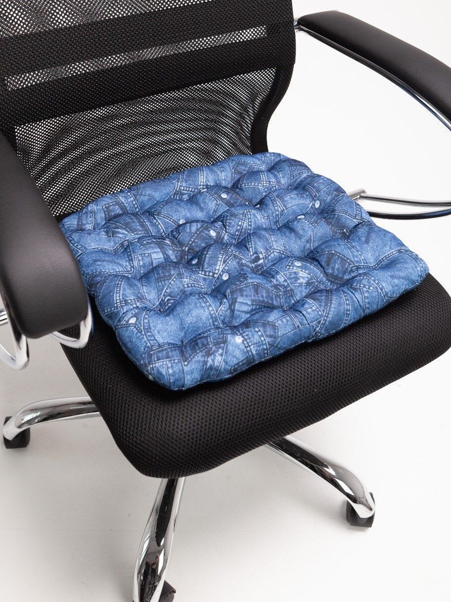 снимок Подушка на стул "Джинсы" с лузгой гречихи 40*40 от магазина BIO-TEXTILES ОПТ