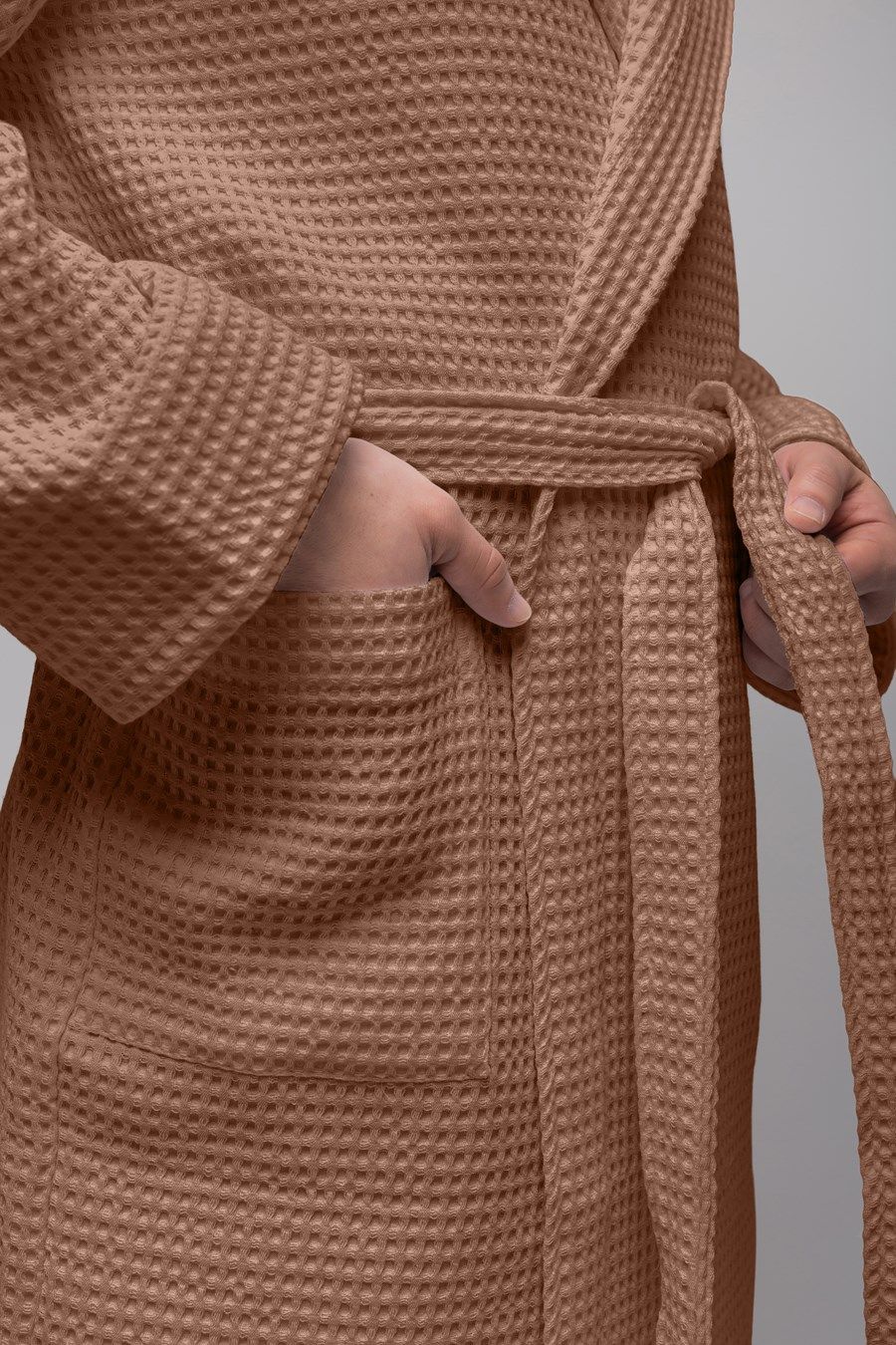 снимок Халат вафельный PandaHug Оrlando мокко капюшоном от магазина BIO-TEXTILES ОПТ