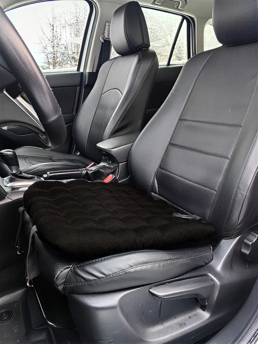 снимок Подушка автомобильная на сиденье "ОРТО" черная 50*45 с креплением от магазина BIO-TEXTILES ОПТ