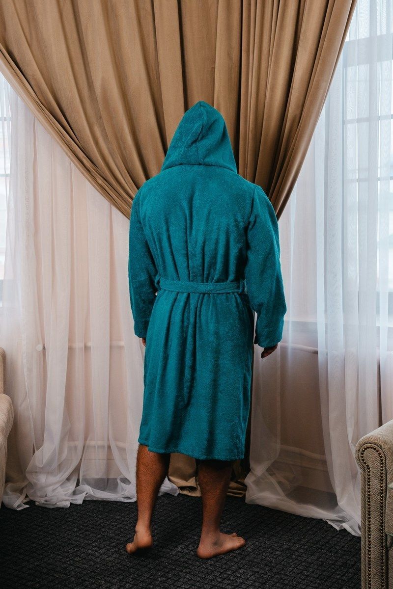 снимок Халат махровый с капюшоном, морская волна от магазина BIO-TEXTILES ОПТ