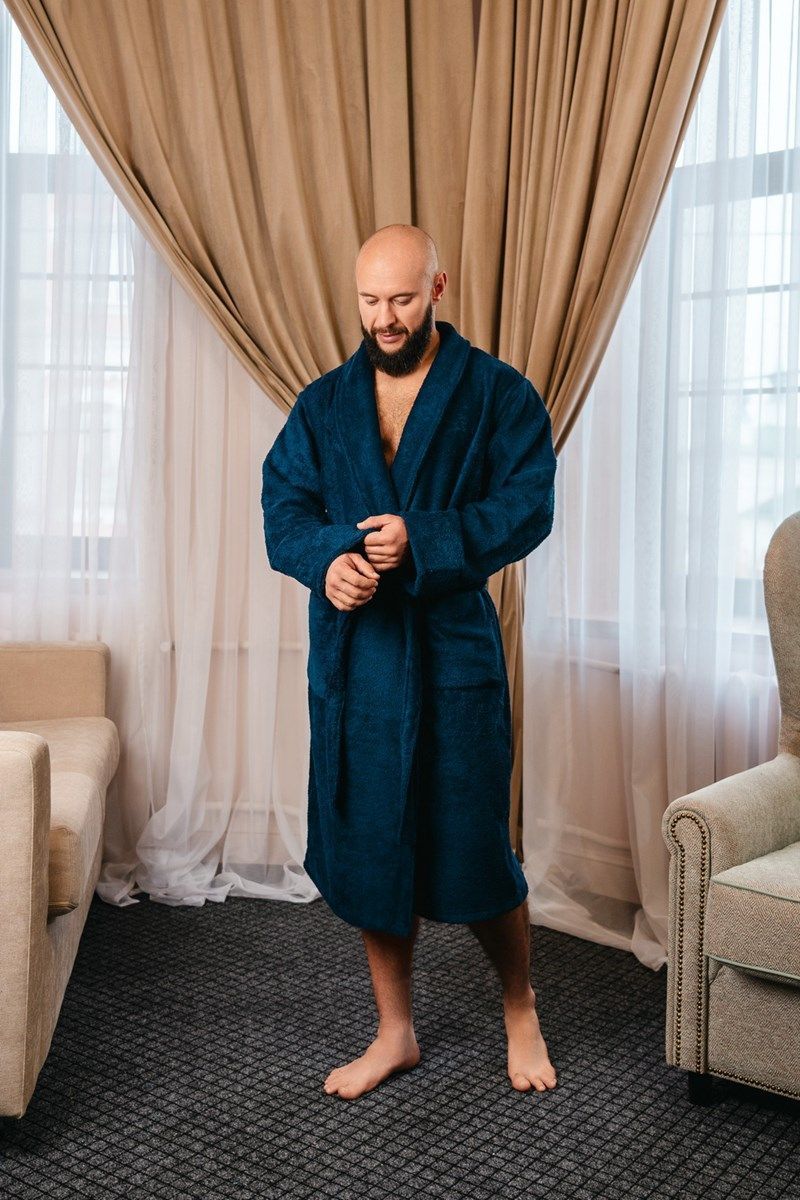 снимок Халат махровый мужской темно-синий от магазина BIO-TEXTILES ОПТ