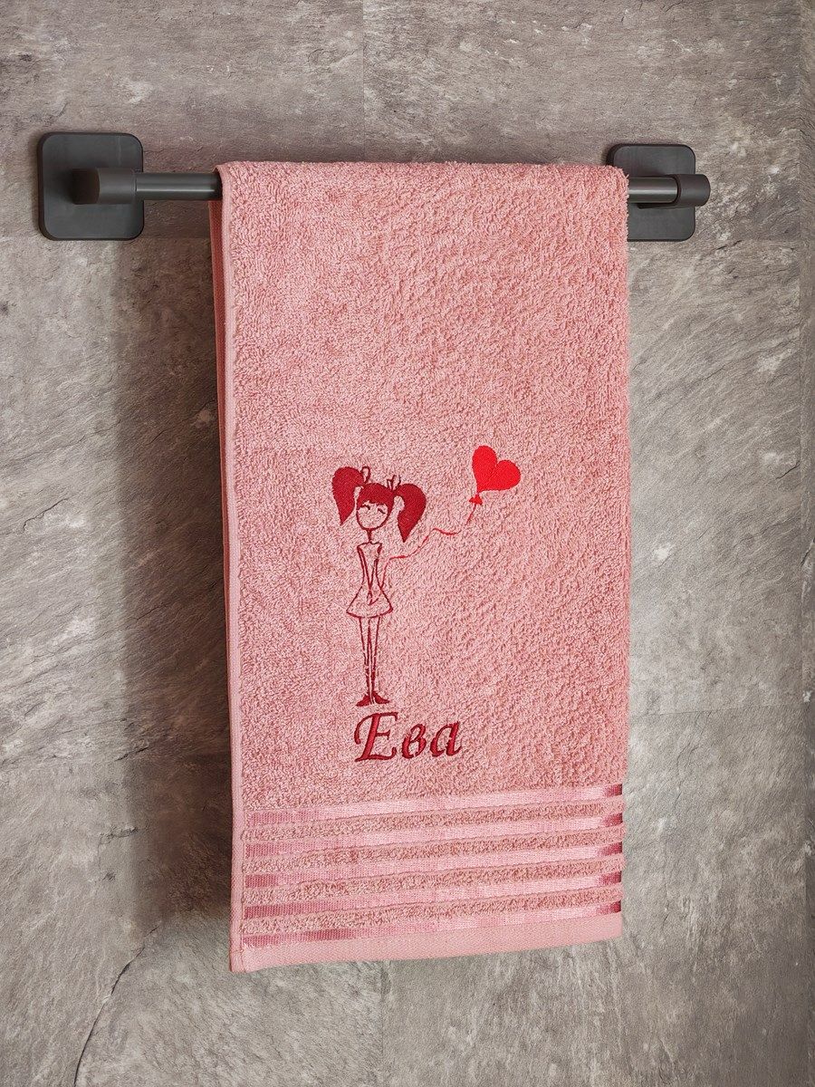 снимок Полотенце с вышивкой 50*90 "Ева" розовое от магазина BIO-TEXTILES ОПТ