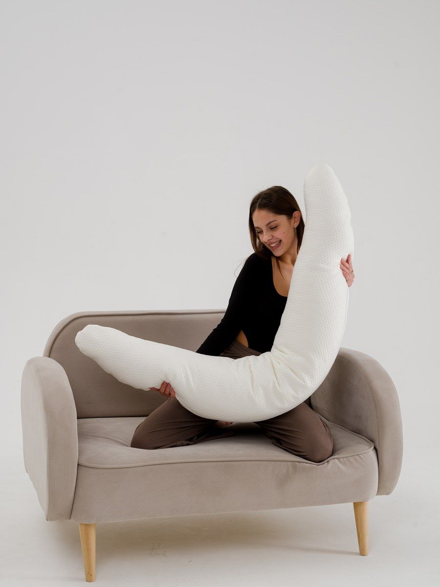 снимок Подушка для беременных в форме банана (бумеранга) 3 в 1 PandaHug 170х30 см, с завязками от магазина BIO-TEXTILES ОПТ